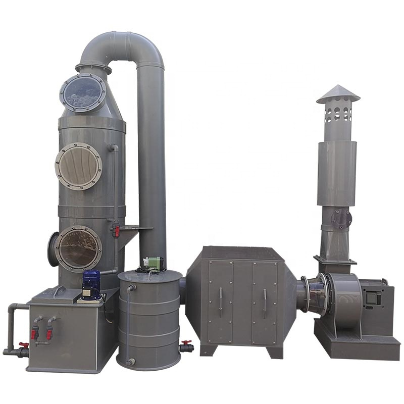 Packed Bed Chemical Scrubber +activated carbon adsorption box+ Centrifugal fan