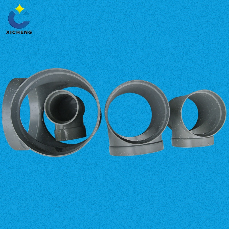 Grey/Beige custom made pvc pipe fittings/sweep tee dn 15~dn1500mm