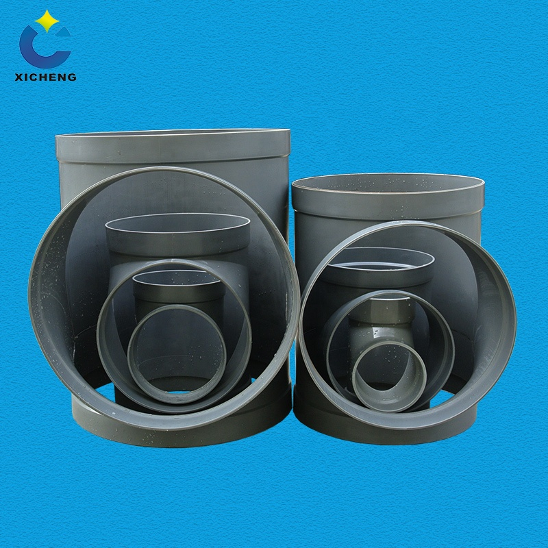 Grey/Beige custom made pvc pipe fittings/sweep tee dn 15~dn1500mm