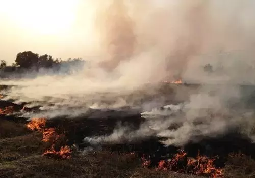 Exhaust gas from straw burning